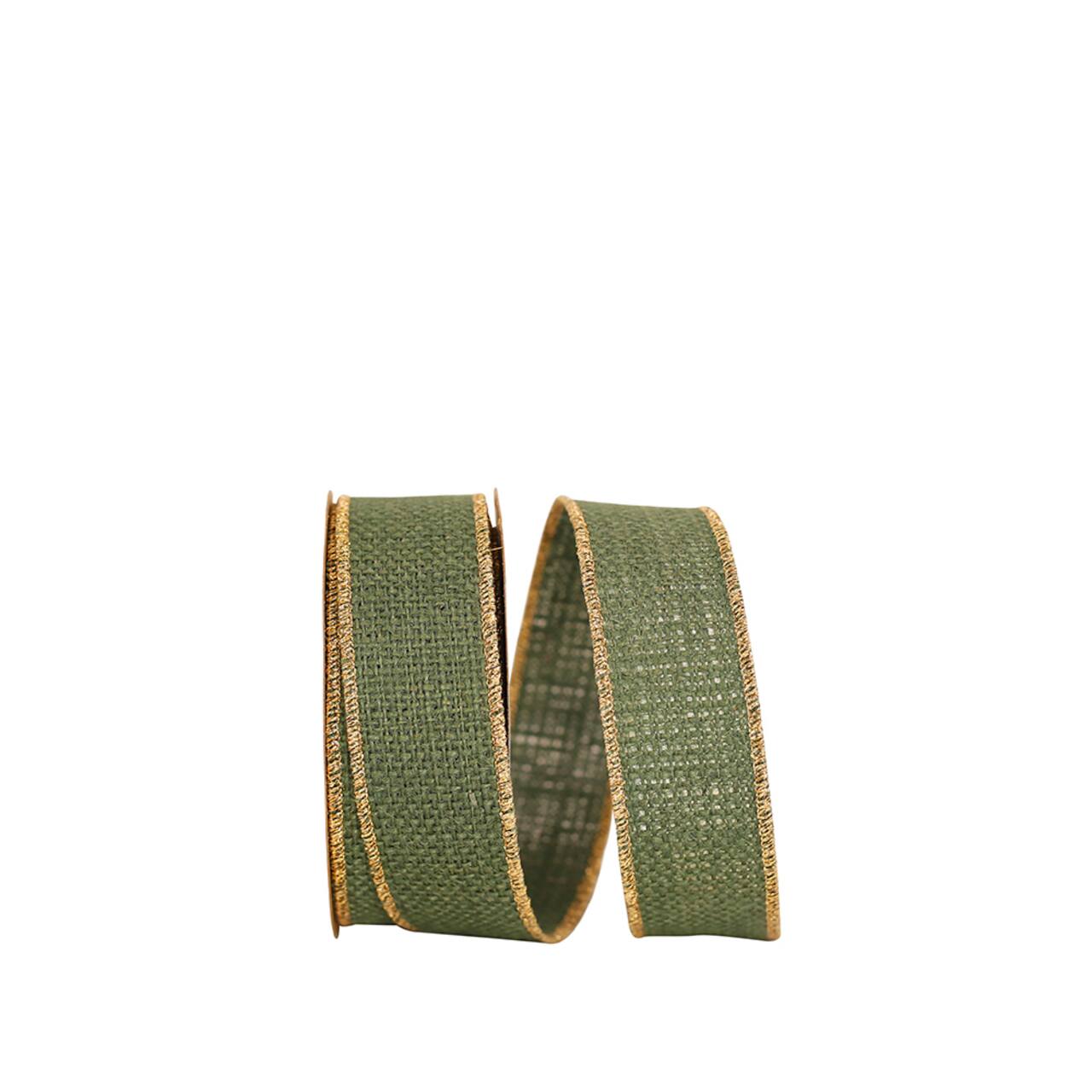 JAM Paper 1.375" x 10yd. Burlap Wired Gold Edge Ribbon